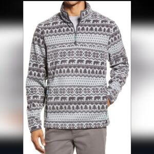 Chubbies The Bear Hug Pullover Quarter Zip Mock Neck Long Sleeves Bear Pattern
